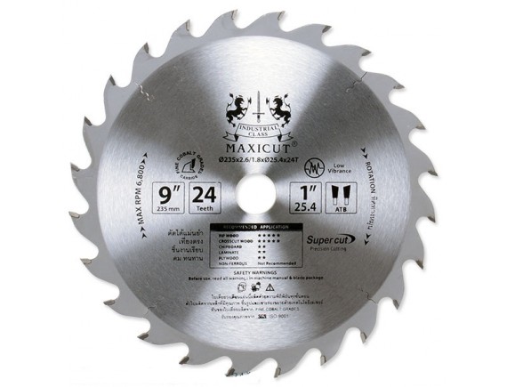 ใบเลื่อยวงเดือนตัดไม้ ATB 9”x24T MAXICUT Super Cut